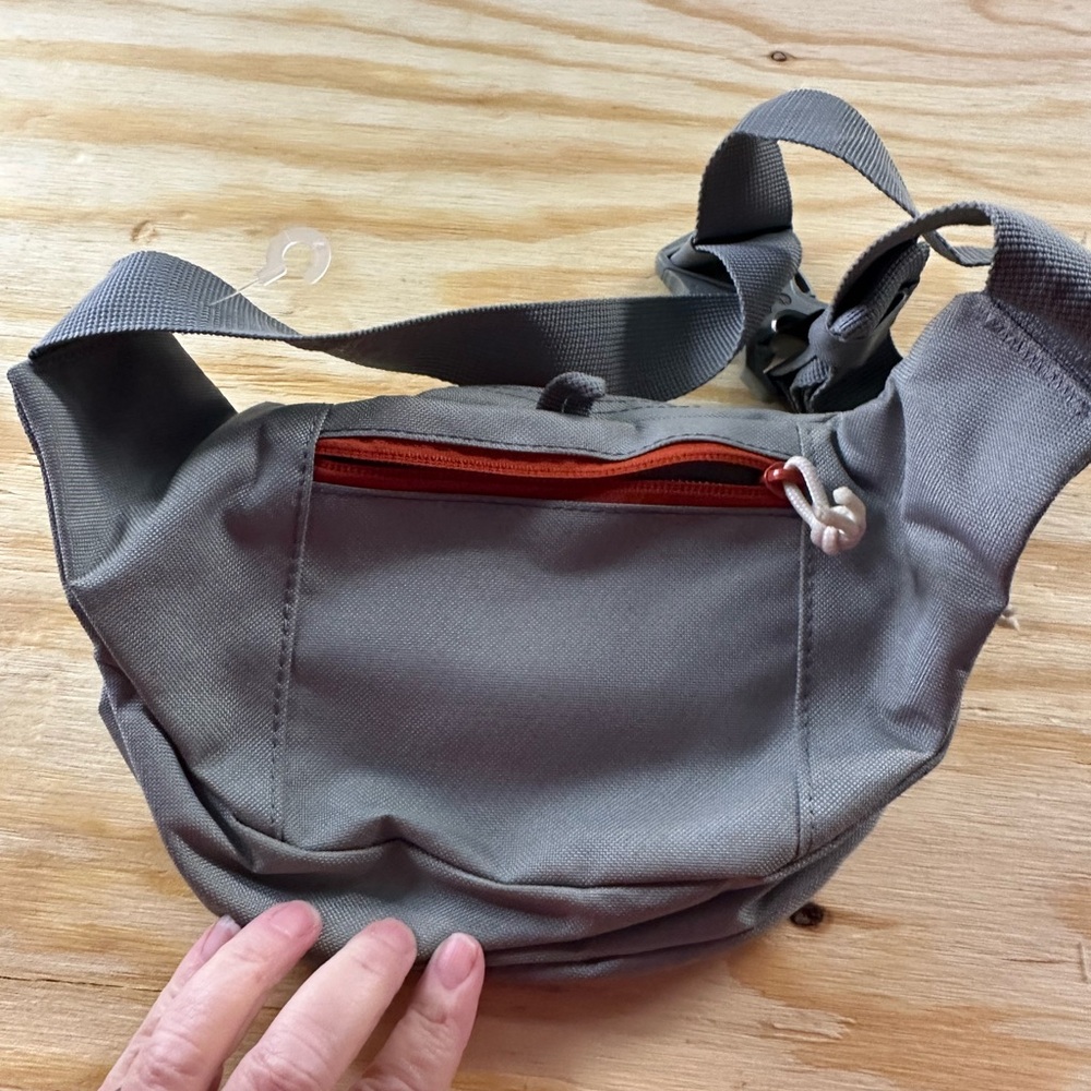 Men's Gray Belt Bag with Red Accent